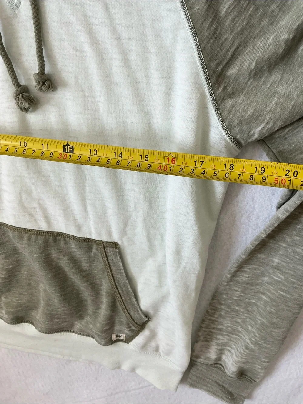 Billabong Hooded Pullover Hoodie Olive Ivory Colorblock Kangaroo Pocket M - Picture 7 of 9
